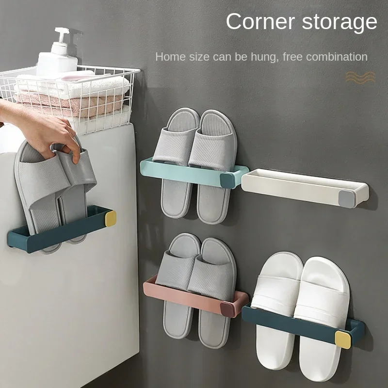 

Slippers Rack Hanging Shoe Holder Self Adhesive Shoe Rack Hanging Multi Function Wall Bracket Shoe Organiser for Door Cabinet