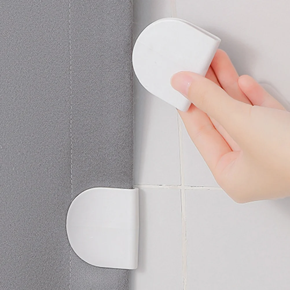 

4Pcs Self-Adhesive Shower Curtain Clips Strong Adhesion Splash-Proof Bathroom Wall Liner Clamps Adhesive Shower Curtain Clips