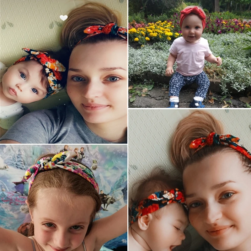 2Pcs/Set Mom & Baby Headbands Mother Baby Turban Mom Daughter Bows Hairband Parent-Child Hair Accessories Girls Haarband