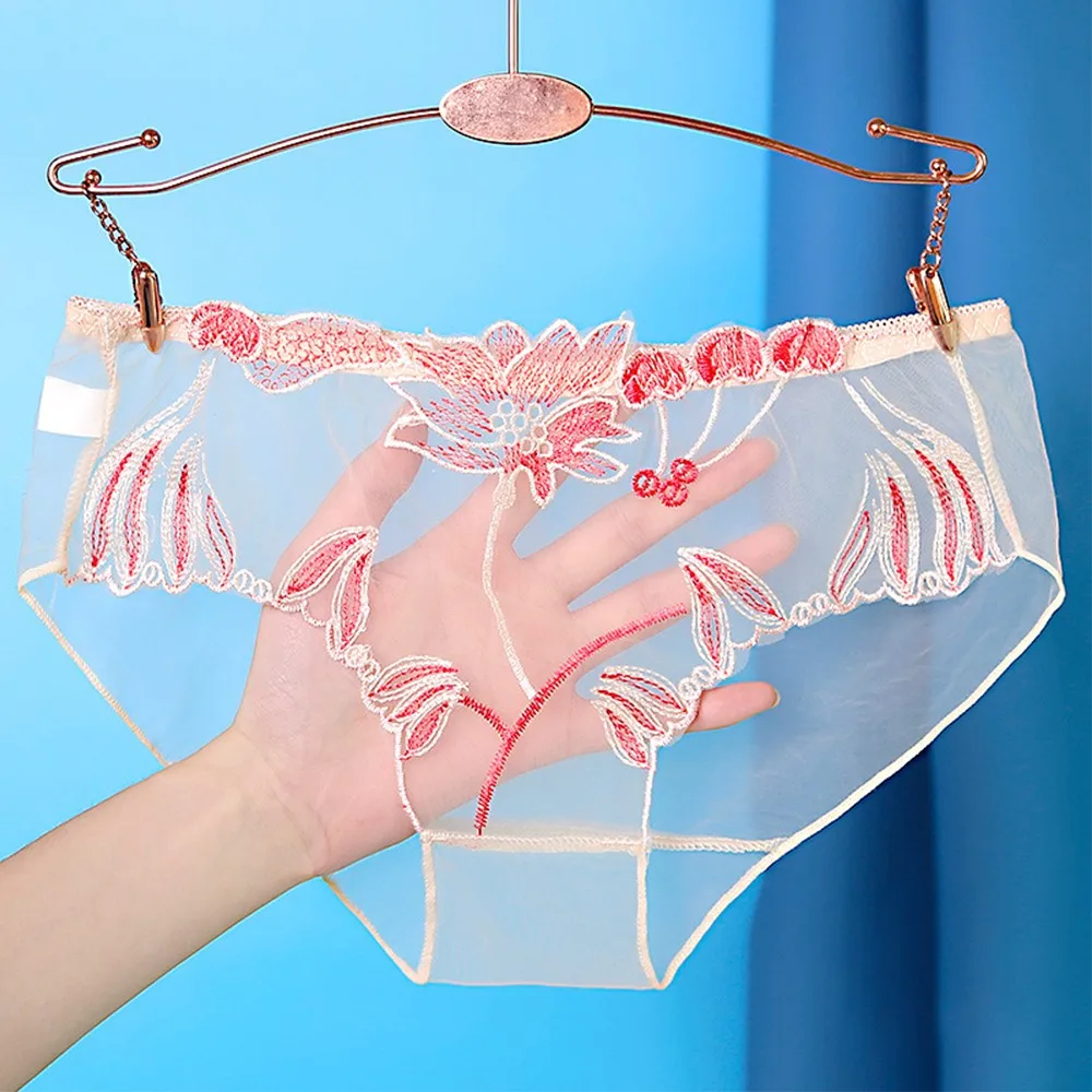 Sissy Lingerie Men Women Underwear Lace Mesh Transparent Breathable Large Size Briefs Underpants Gay Underwear Thongs Bikini