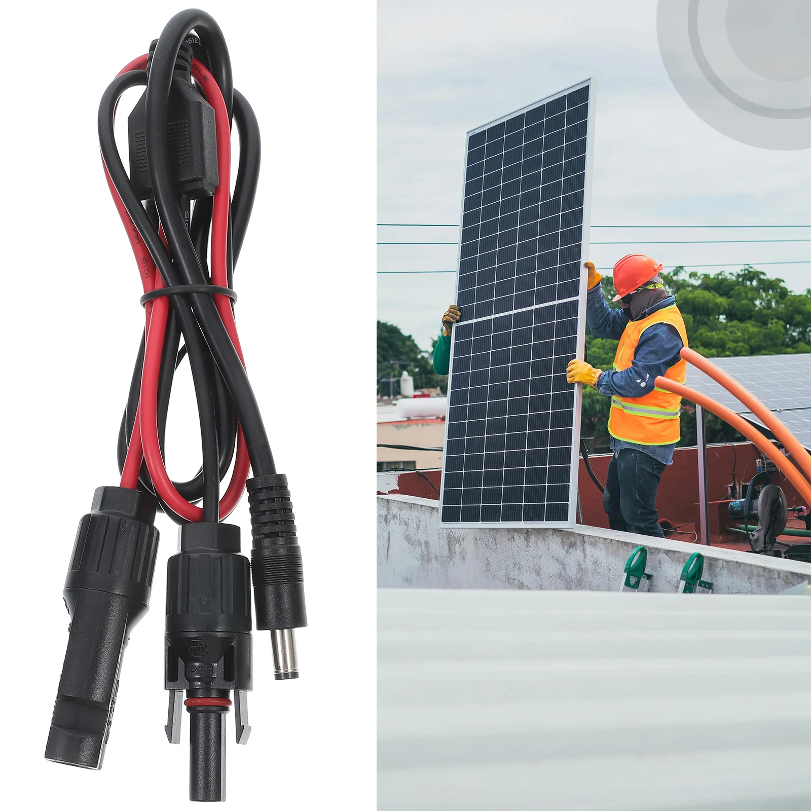 Kabel adaptera do paneli słonecznych DC 5.5mm, wytrzymały przedłużacz do systemów fotowoltaicznych, niezawodny do użytku na zewnątrz i wewnątrz.