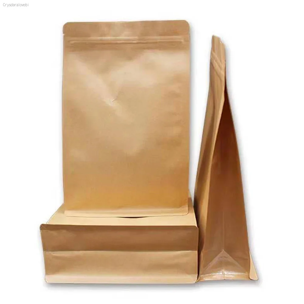 50Pcs Zip Lock Brown Kraft Paper Stand Up Bag Self Seal Tear Notch Doypack Reusable Resealable Food Coffee Bean Storage Pouches