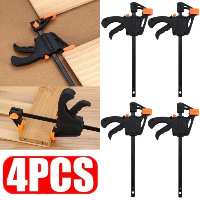 ZEXEF 4PCS 4' Woodworking Clamp Set Fixed Type Quick Ratchet Release Speed Extruded Nylon Work Bar Kit Spreader Gadgets DIY