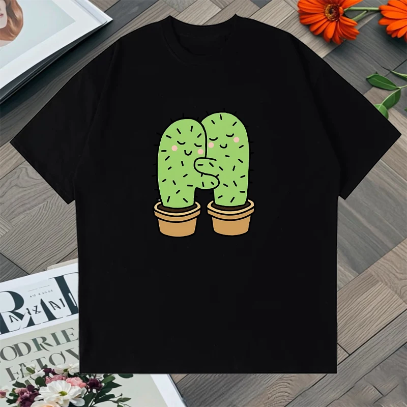 

Summer Trend Cactus Funny Print Streetwear T-Shirts Harajuku Y2K 100% Cotton Short Sleeve popular Tee shirt harajuku Unisex Tops