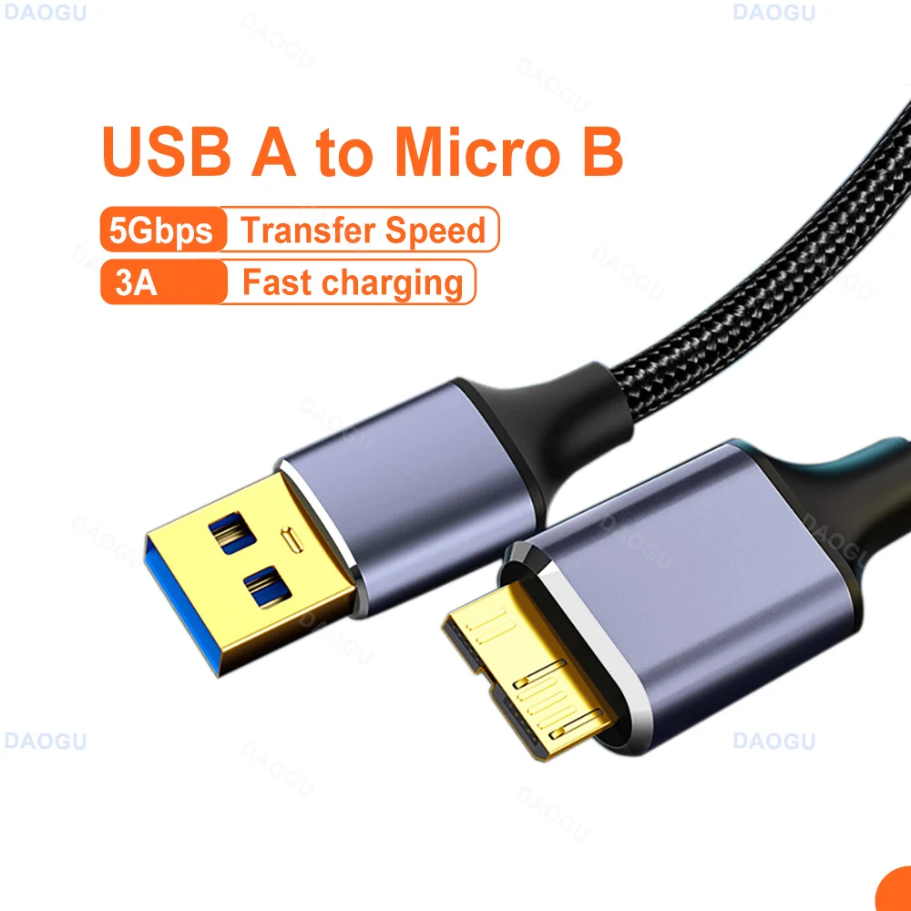 Hard Drive External Cable Micro B USB 3.0 Cable 3A Fast Charging Data Cord for Samsung Note 3 S5 Toshiba Sony USB Micro B Cable