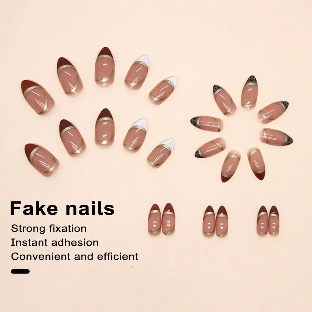 

Artificial Tip Waterproof Gel Fake Nails Full Cover Tip Pointed Head Press-ons for Diy Nail Art 24pcs Wearable False Nails