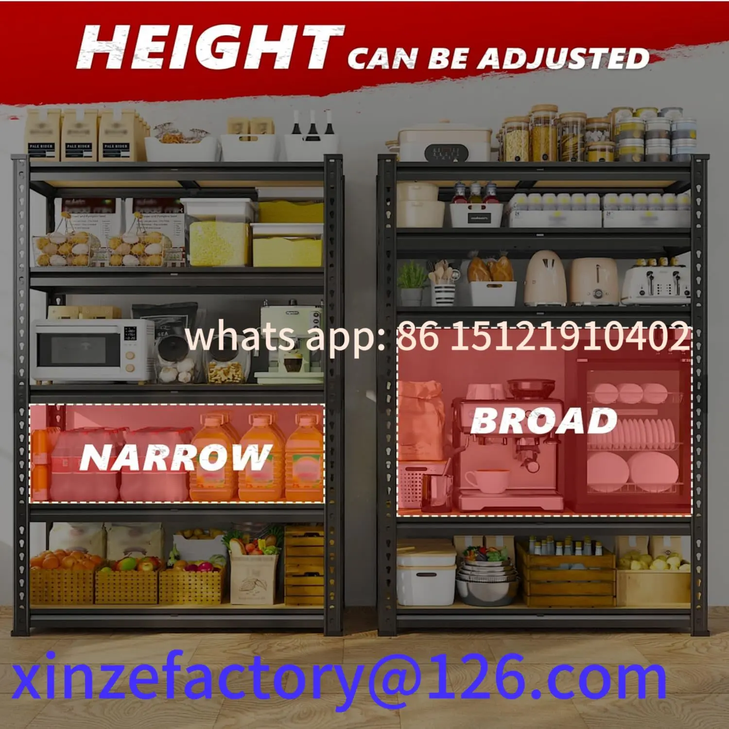 Customizable 2020LBS Storage 5 Tier Garage Heavy Duty Adjustable Garage Shelves