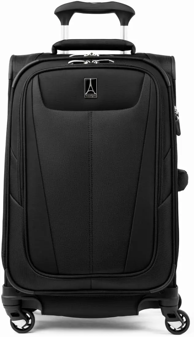 Travelpro-Maxlite 5 Softside Expansível Carry On Bagagem, 4 Rodas Spinner, Mala Leve, Preto, Homens e Mulheres