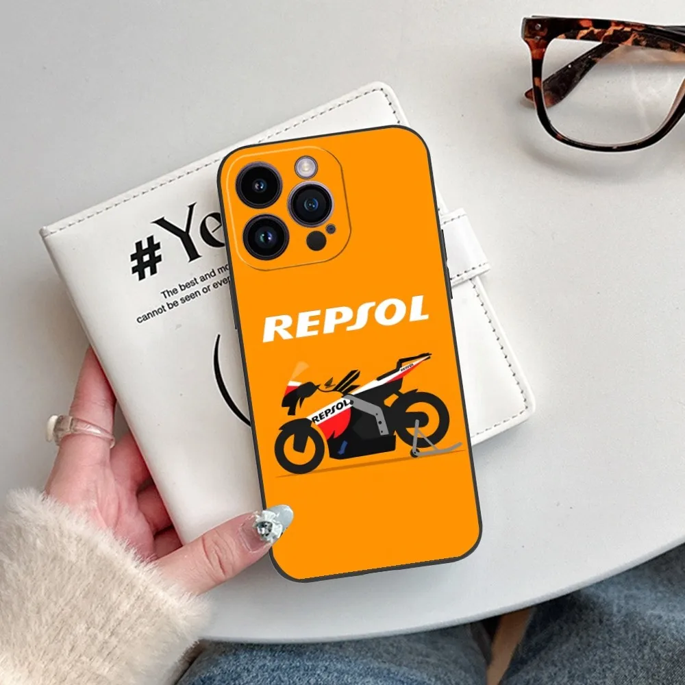 Fashion R-Repsol Mobile Cell Phone Case for iPhone 15 14 13 12 11 X XR XS 8 7 Pro Max Plus Mini Black Soft Phone Cover Funda