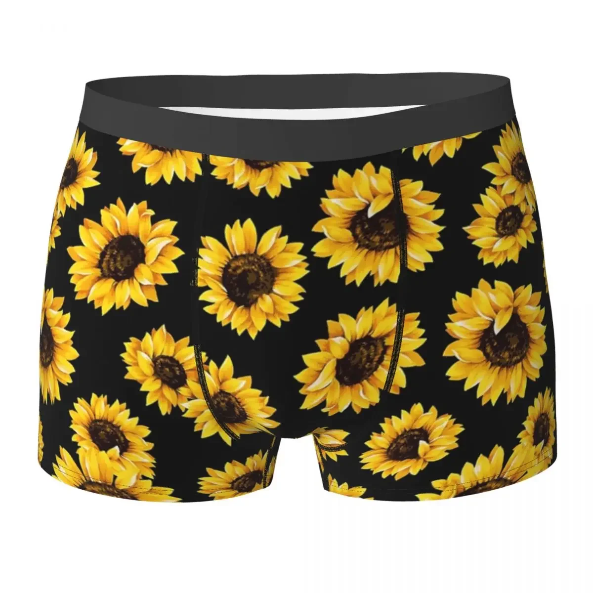 Boxer Underpants Shorts Sun Flowers Floral Pattern - Yellow Flower Panties Men's Soft Underwear for Homme Man Boyfriend Gift