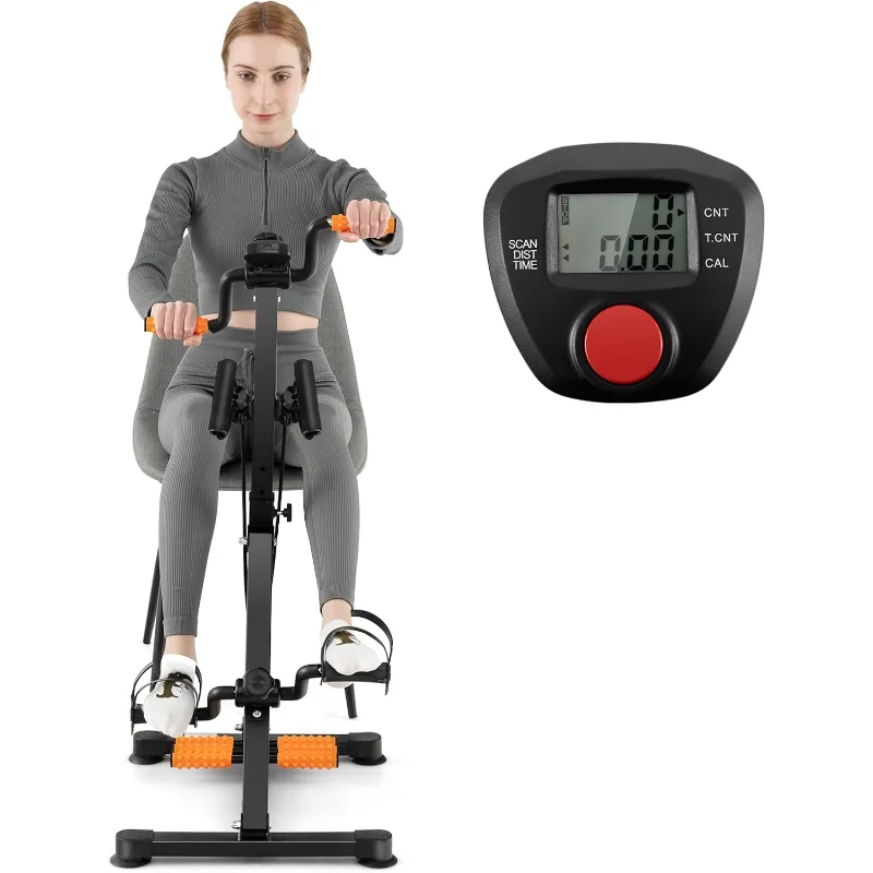 

GYMAX Pedal Exercise Bike for Seniors, Hand Arm Leg and Knee Fitness Machine with Massage, LCD Monitor, Adjustable Height