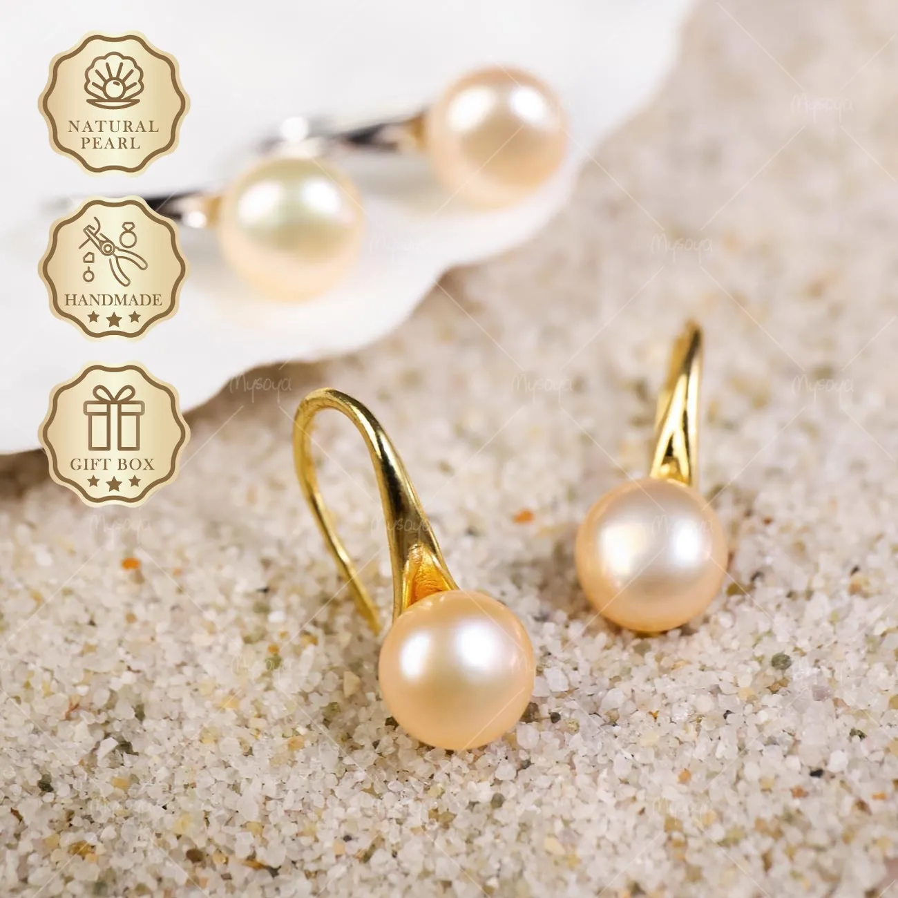 

Серьги Mysoya White Bread Freshwater Pearl на высоком каблуке, 8-9 мм, золотисто-серебристые, подарочная коробка, подарок на День святого Валентина, подарок на день рождения для нее