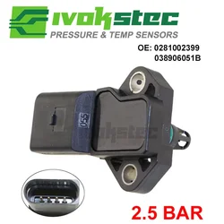 2.5 Bar MAP Sensor For Audi  VW Passat b3 b7 Golf 3 5 6 Fox Polo Eos Bora Audi A1 A3 2.0 Tdi 16V A6 c5 A8 d3 A4 b6 038 906 051 B