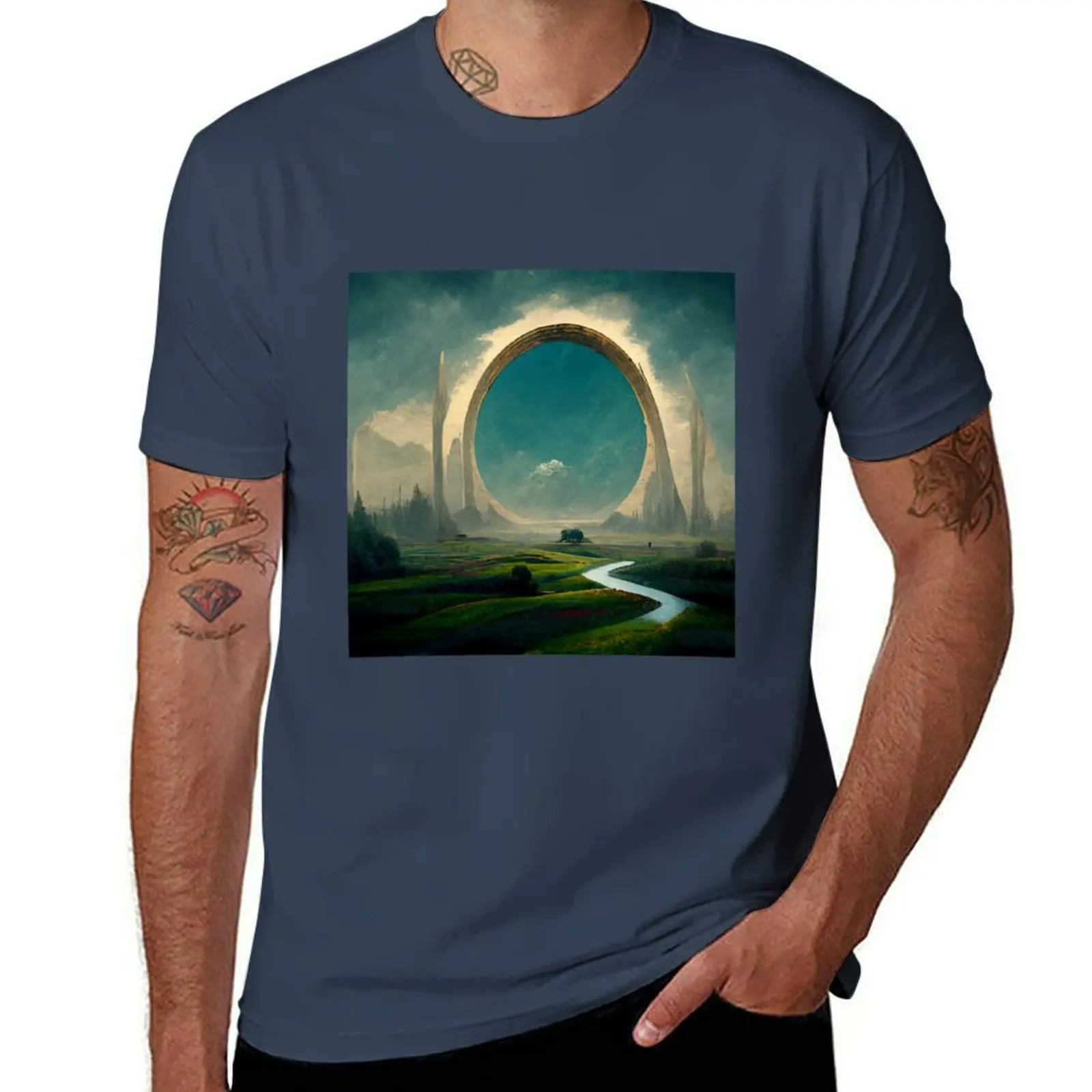 

Stargate to Another World T-Shirt aesthetic clothes blue archive anime tshirt mens tall t shirts