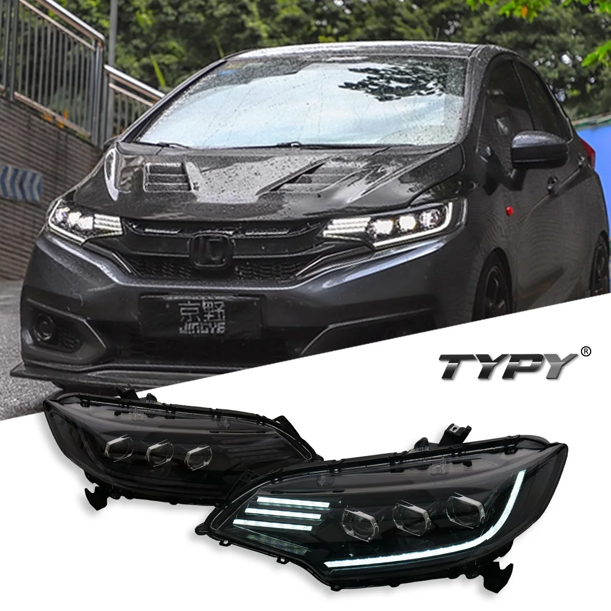 

Автомобиль TYPY для Honda Fit 2014-2020, обновленная фара, модифицированная для нового DRL, динамический указатель поворота, светодиодная фара, автоаксессуары