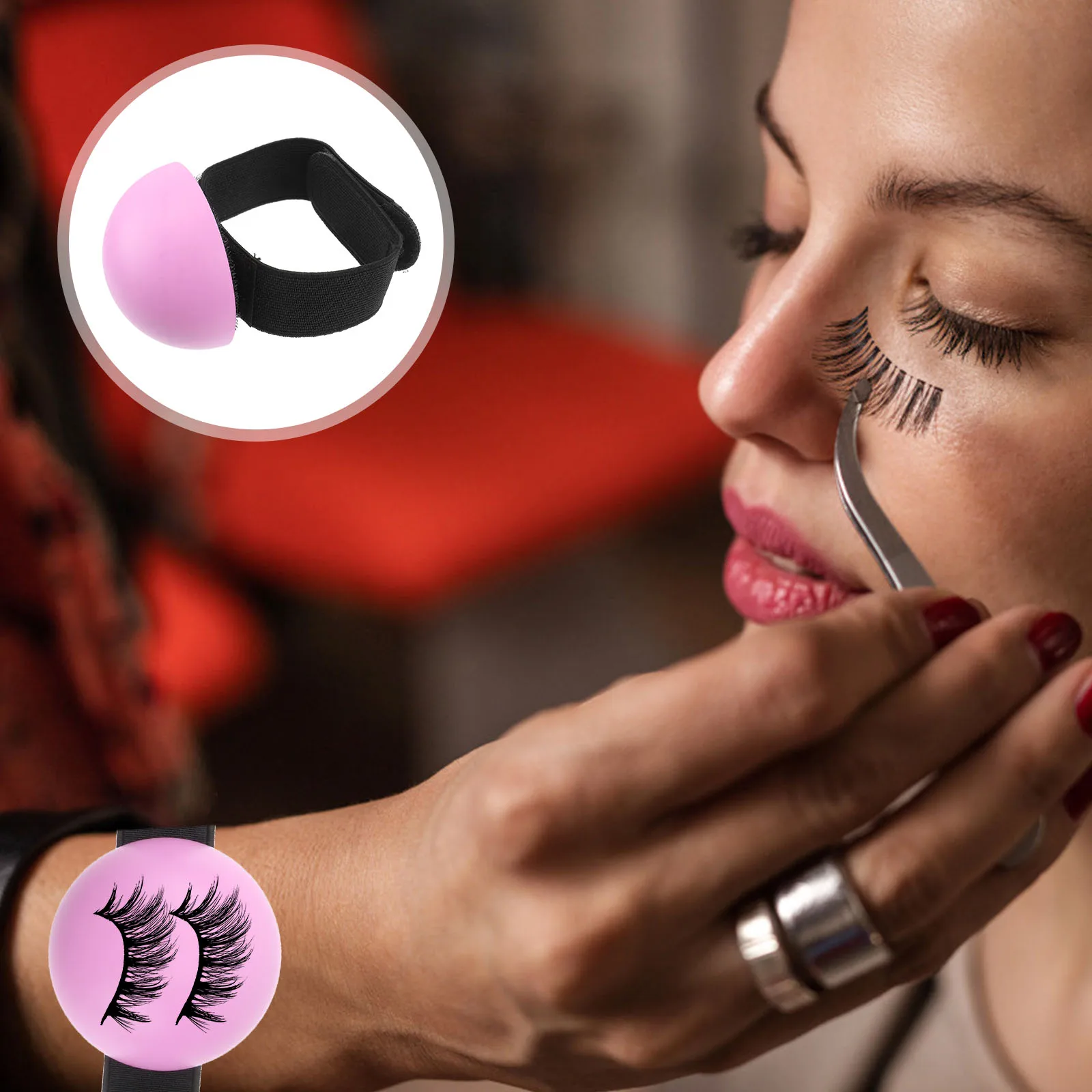 1 conjunto de palete de cílios postiços portátil, fácil limpeza, superfície lisa, bandeja de exibição de cílios com alça ajustável para enxerto confortável