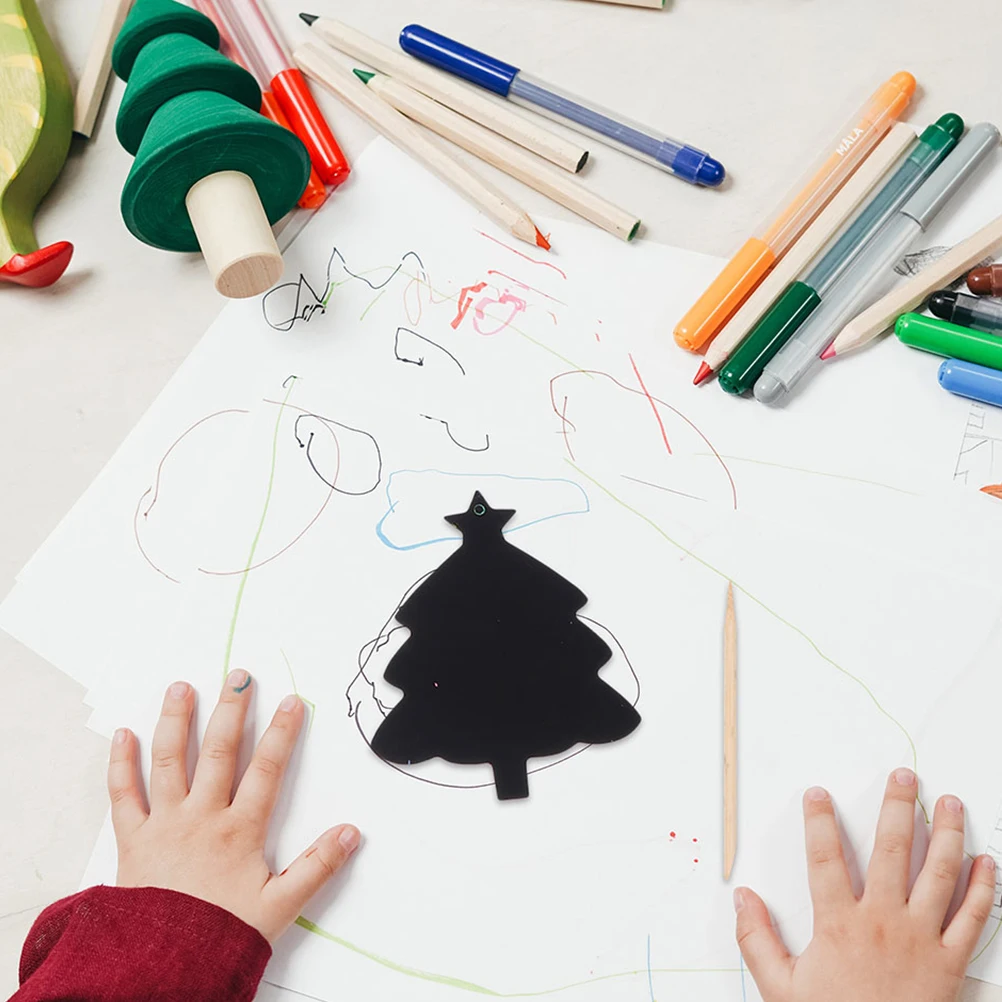 

Christmas Decor Scrape Paper Pendant Party Decorations Card for Making Favours Scratch Painting Craft Supplies Adults Child