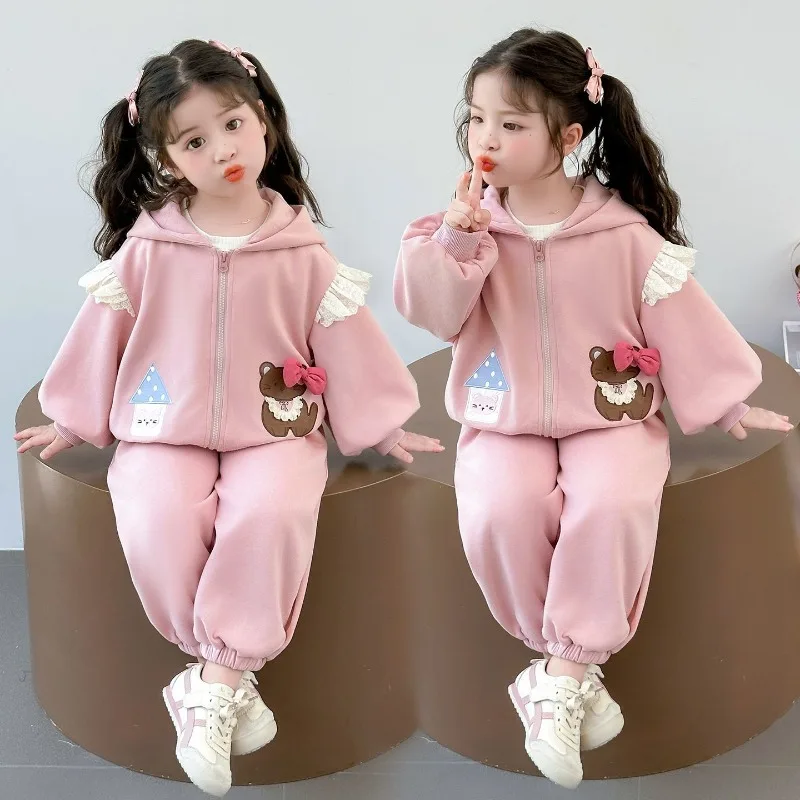 

Kawaii Hello Kitty Sanrio Student Cute Cartoon Comfortable Jacket Children Warm Hooded Sportswear Trousers Hoodie Gift for Kids