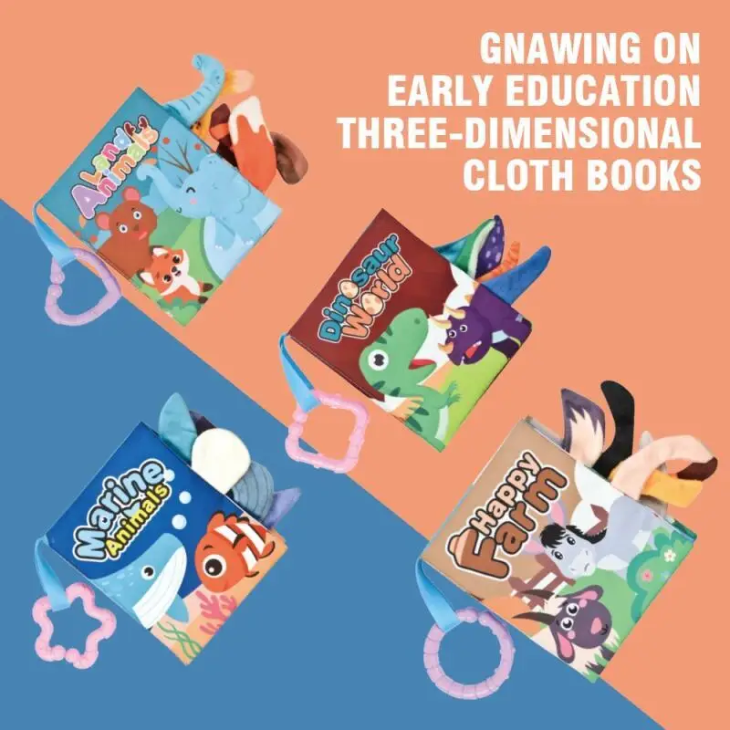 3D Animal pano livro para bebês, brinquedos do bebê, iluminação da educação precoce, cauda marinha cognição, puzzle palma, soft book para crianças, 0 a 12 meses