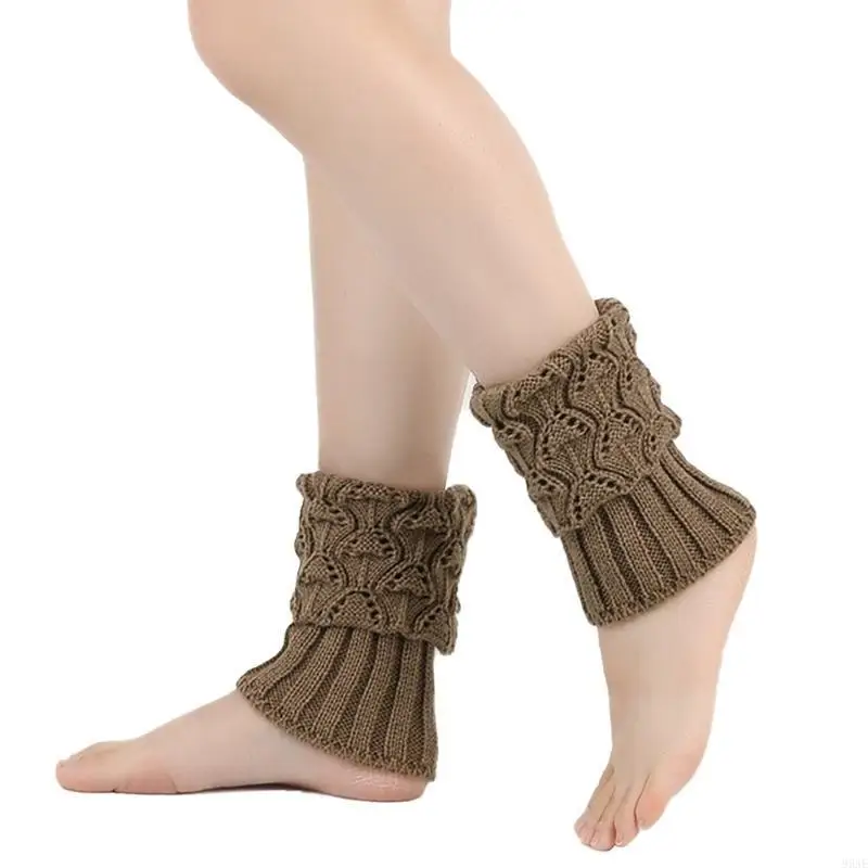 

95AE 1 Pair Knitting Acrylic Fiber Sock Sleeves Stylish Leg Decoration Socks Solid Warm Knitted Leg Warmers for Winter Wear