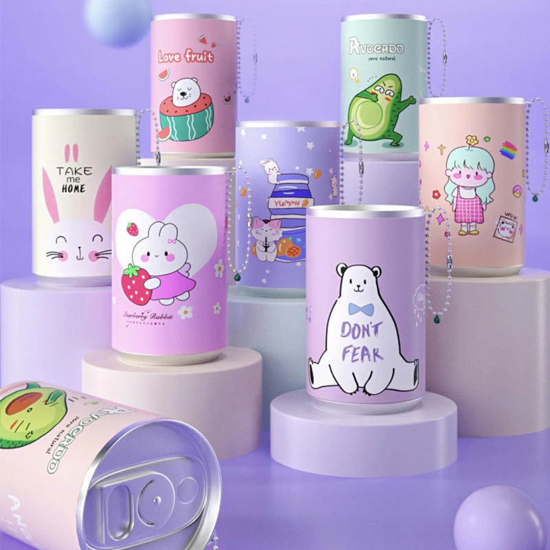 Canned Wet Wipes Portable Children Barreled Cans 30 Sheets Cleaning Cloths With Creative Cartoon Chain Cute Small Bell