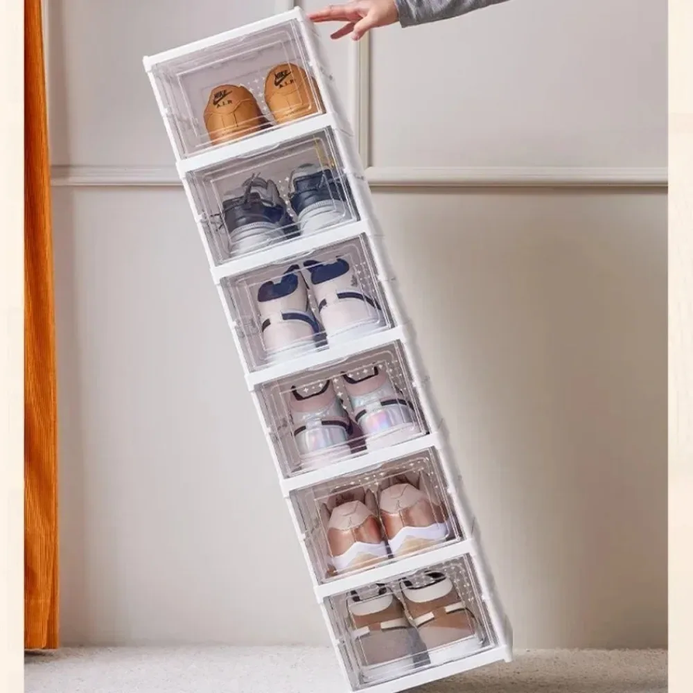 Collapsible Shoe Box Dustproof Organizer-No Assembly Required-Versatile Sneaker Storage Solution-Perfect for Home Organization