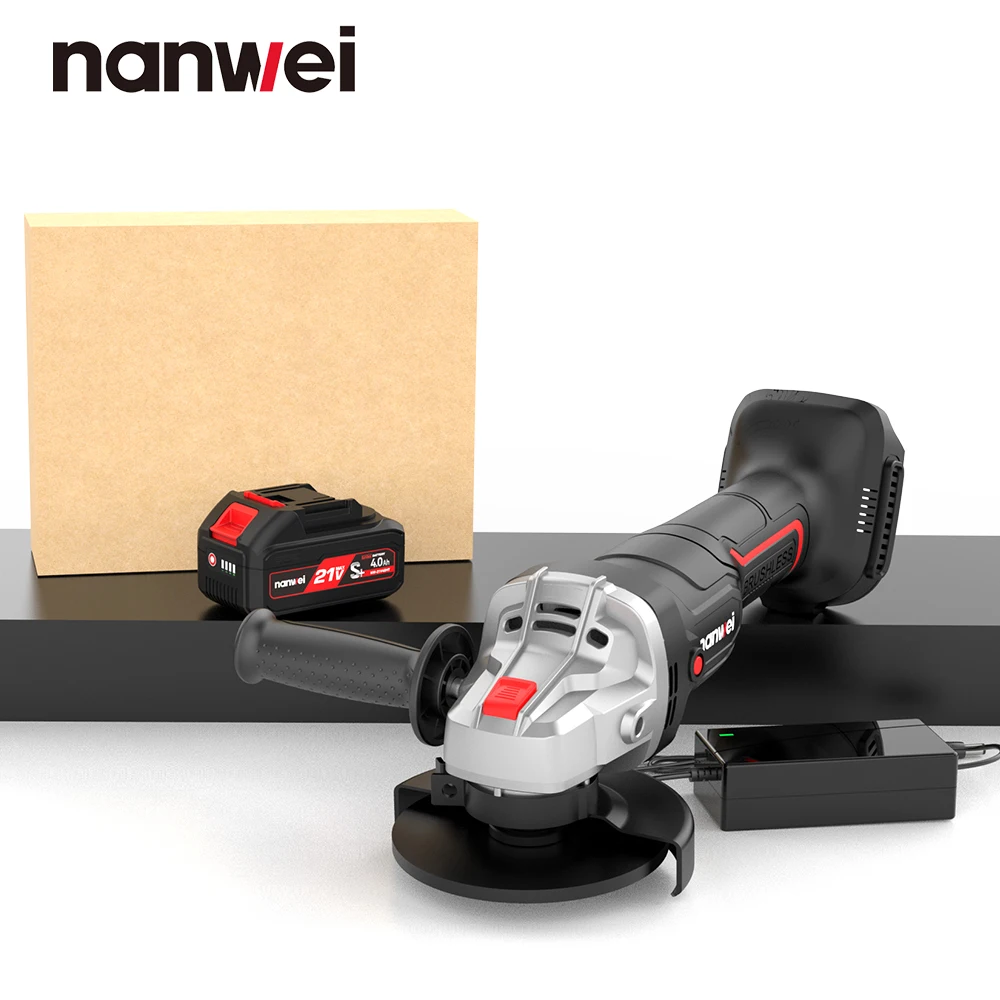 NANWEI 21V Brushless Li-ion Angle Grinder Cordless Polisher Grinder Cutting Machine