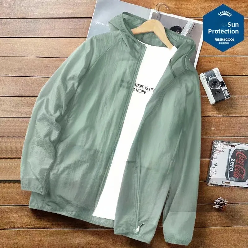 

Summer Ice Silk Men's Outdoor Fiing Jaet Thin Breathable UV Protection Clothing Loose Fit Busin Casual Sle Long S...