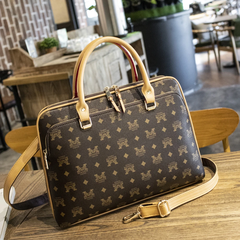 GAGACIA Fashion Women Business Briefcase Leather High-quality Commuter Handbags For Female Laptop 14 Inch Woman Office Work Bag