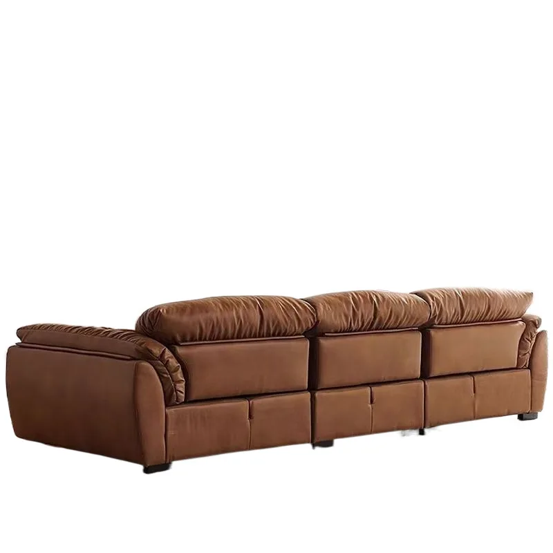 

Retro wind cloud leather sofa living room movable backrest function sofa