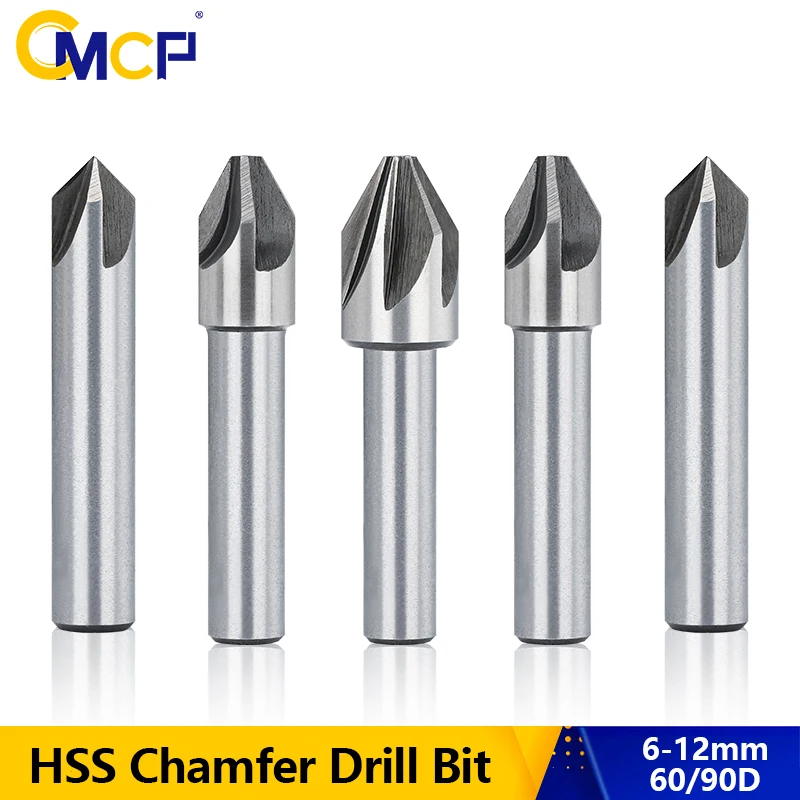 

CMCP 4-18mm HSS Countersink Drill with Brazing Carbide Blade Chamfering Milling Tool 60/90 Degrees Metal Chamfering Drill