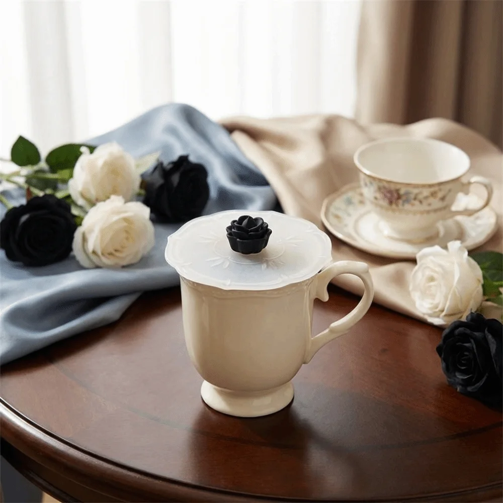 3PCS Heat-Resistant Silicone Flower Cup Lid Flexible Decorative Mug Sealed Cap Dust-Proof Drinking Glass Cover Office
