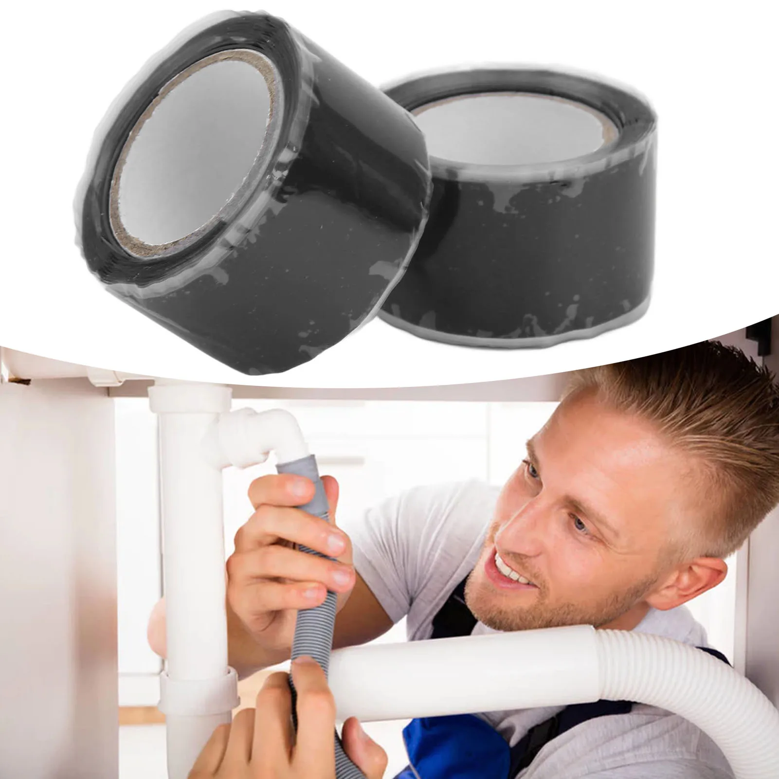 2PCS Self Fusing Silicone Tapes Insulation Waterproof Adhesive Tape for Water Pipe Hose Repairing