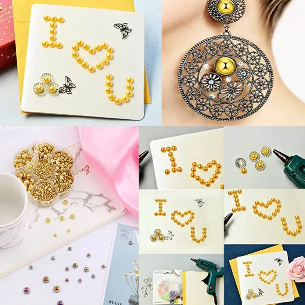 3100 قطعة 2/3/4/5/6/8/10 مللي متر نصف حبات اللؤلؤ المستديرة DIY بها بنفسك مجوهرات مسمار الفن الملابس ديكور الحرفية أحجار الراين المسطحة ABS