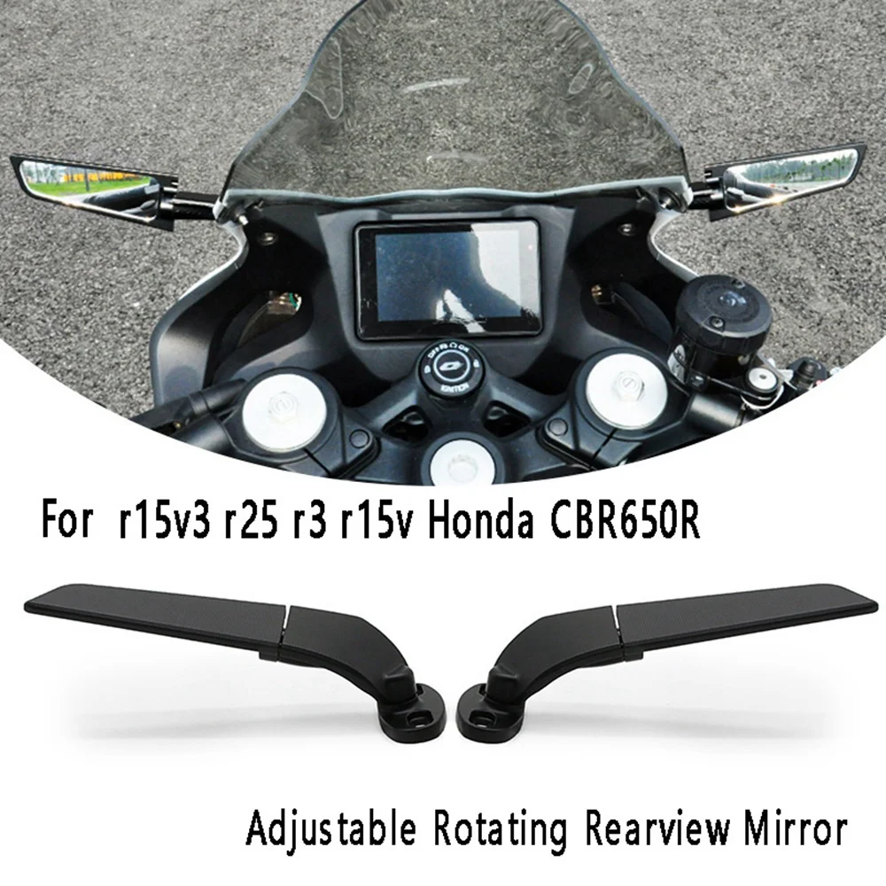 

Motorcycle Rear View Mirrors Side Mirror Adjustable Rotating Rearview Mirror for YAMAHA R15V3 R25 R3 R15V Honda CBR650R