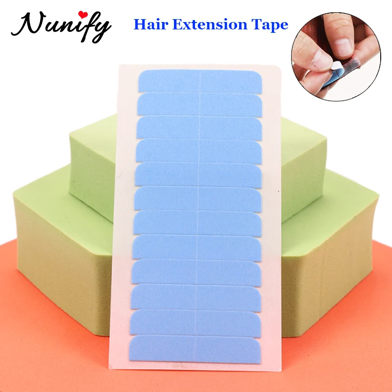 White Hair Extension Tape For Remy Human Hair/Lace Blue Super Hair Tape Adhesive Double Side Tape Hair Extension Tools 60Tabs