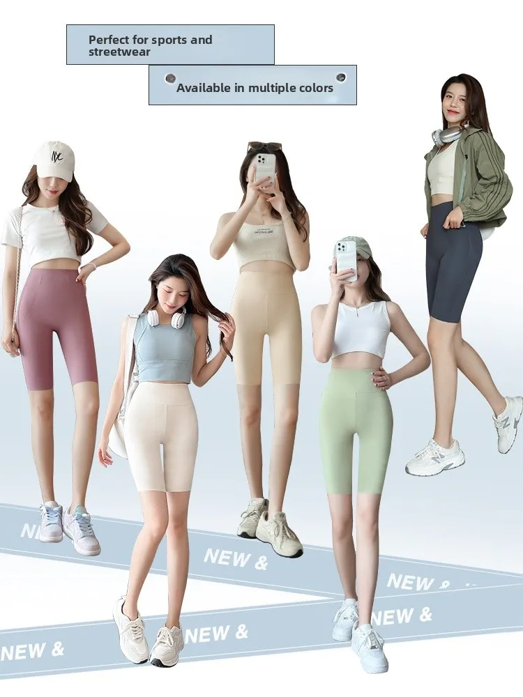 Calças Slim Fit de Couro de Arco-Íris de Cinco Quartos para Yoga, Calças Finas de Camada Base para Mulheres, Tamanhos Grandes, Calças de Ciclismo