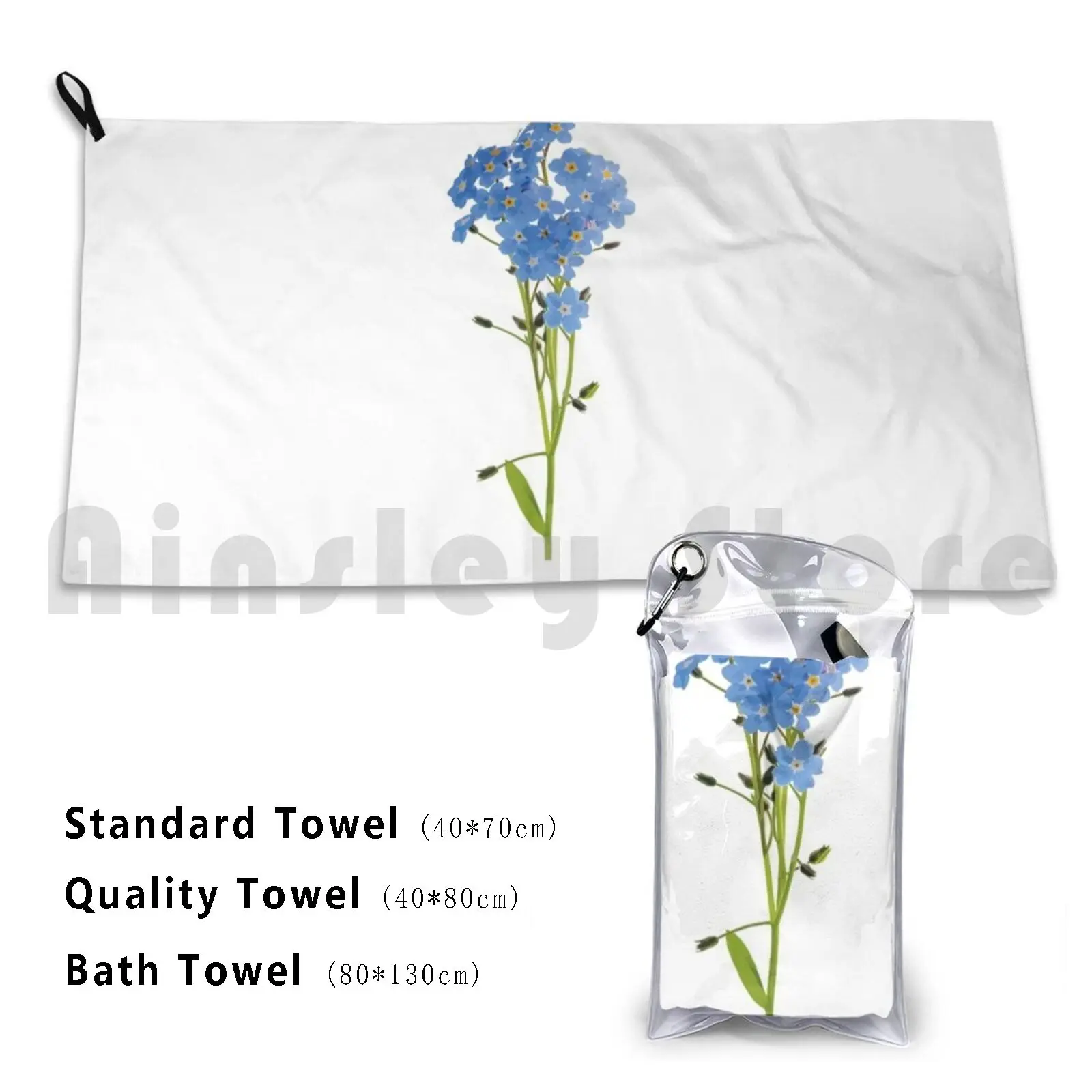 Forget-Me-Not Flower 2.0 Custom Towel Bath Towel Forgetmenot Forget Me Not Myosotis Sylvatica Forget Me