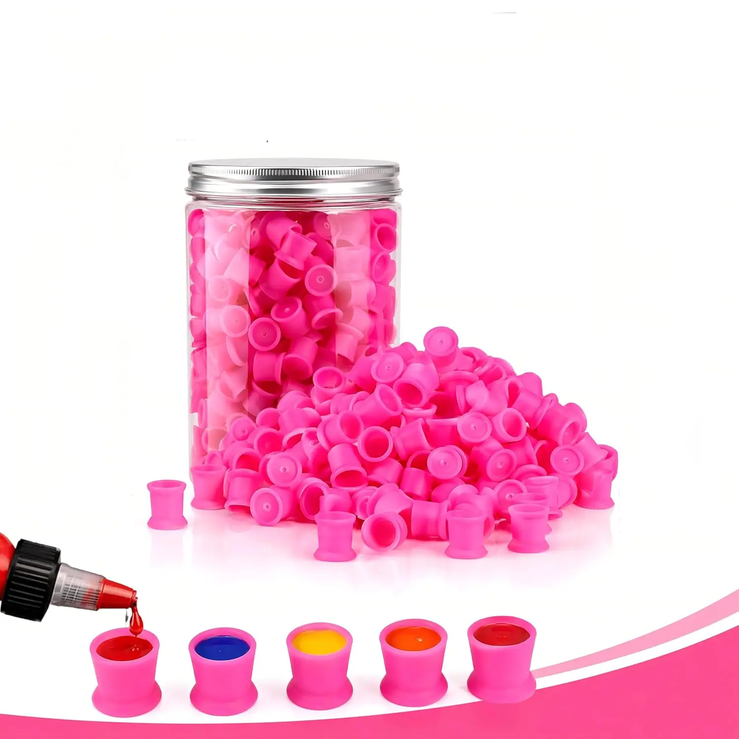 

Tattoo Ink Cups 300pcs Disposable Tattoo Ink Pigment Caps Silicone Permanent Makeup Cups Tattoo Pigment Container InkJIIAN Caps