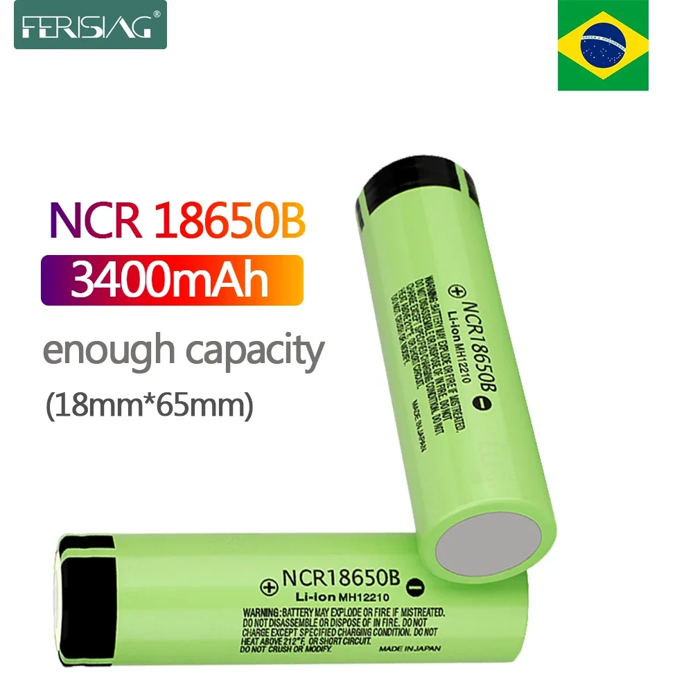 FERISING New 100% OEM 18650 battery NCR18650B 3.7v 3400mah Lithium Rechargeable Battery Flashlight toys batteries 18*65mm