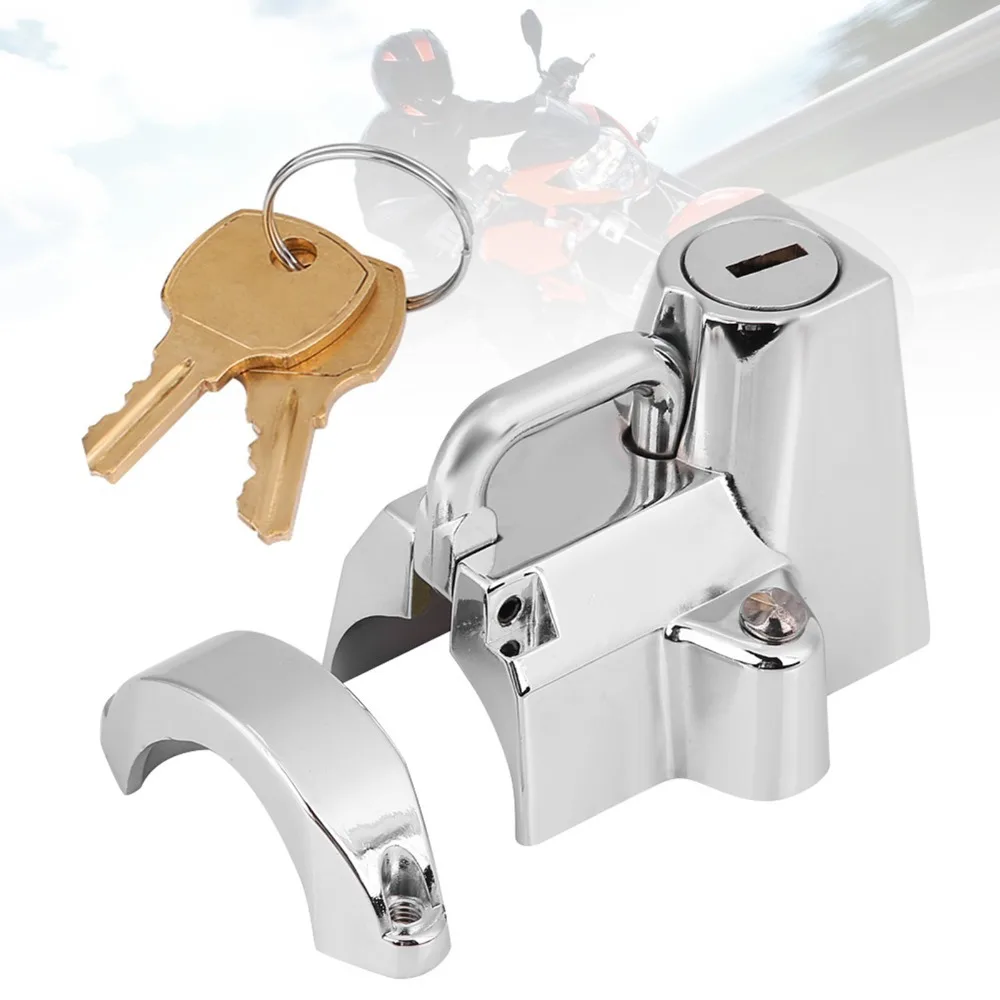 Universal with 2 Keys Helmet Lock Hook Stainless steel Silver Motorcycle Helmet Lock Helmet Lock Hanger Short Stop Safeguard