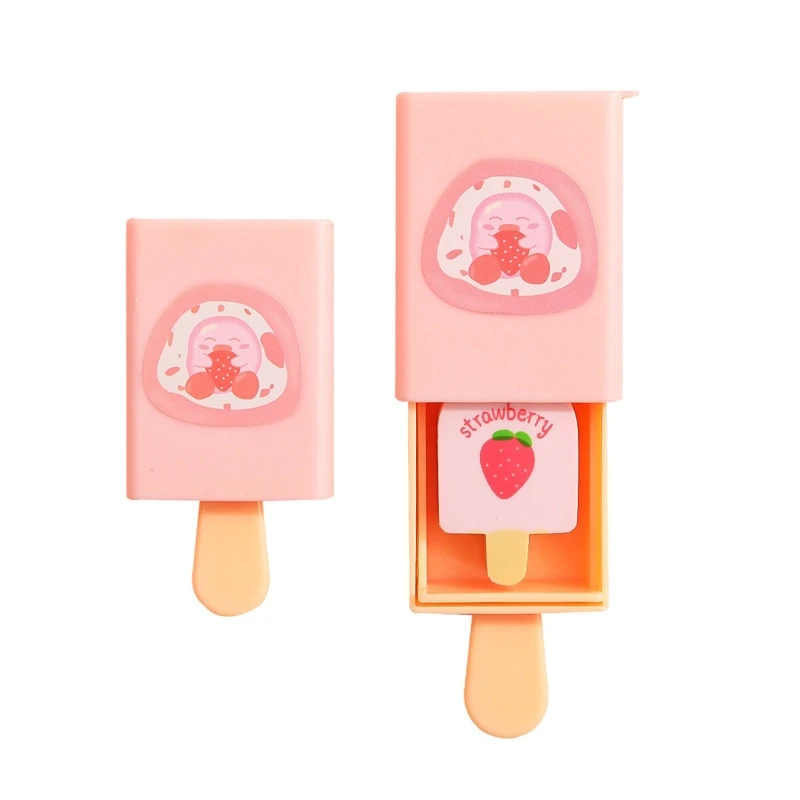 Cute Magic Box Pencil Eraser Ice Cream Rubber Eraser Bright Color Student Prize Child Gift for Office School Stationery