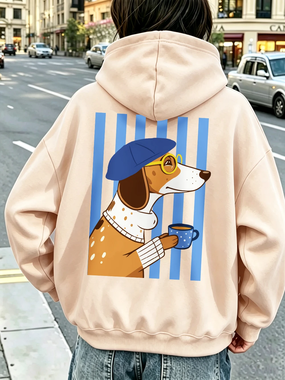 Dachshund-Hundemotiv Hoodies Damen Lässige Lose Pullover mit Taschen Sportliche Jogging-Sweatshirts Winter Fleece Warme Damenkleidung – Detail 11