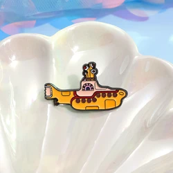 Cartoon Submarine Enamel Pins Custom Rock Band Songs Brooches Lapel Badge Old Fashion Music Jewelry for Fans