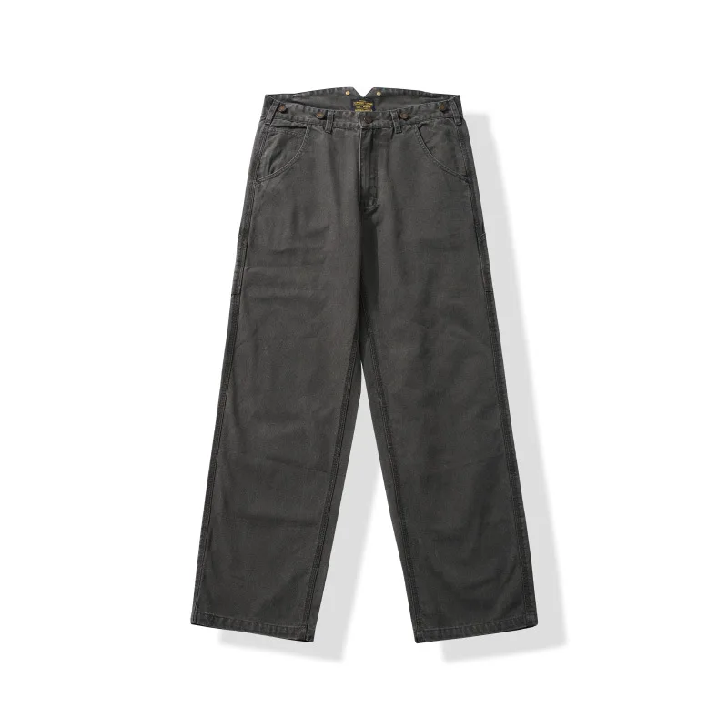 12oz 100% Cotton Men's Canvas Convertible Wide-Leg Work Pants Railway Overalls Amekaji American Casual Mechanic Bib Overalls