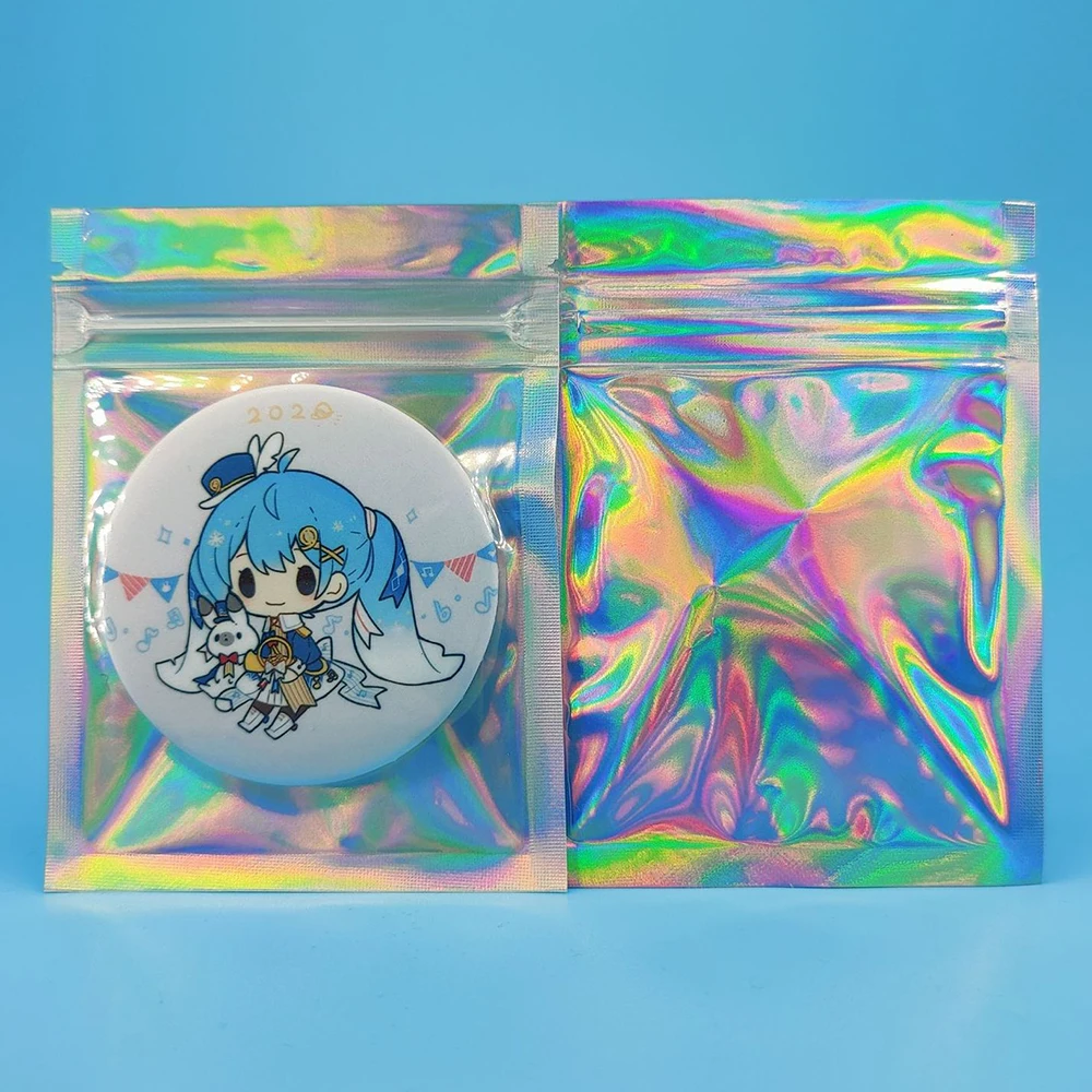 Translucent 100pcs Plastic Flat Pouches Hologram Cosmetic Jewelry Package Bags Holographic Small Zip Lock Aluminum Foil Bags