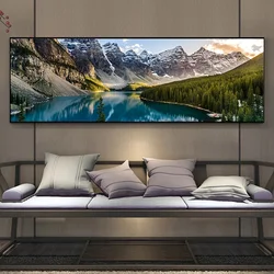 Landscape Canvas Painting, Lake Forest Mountain Scenery Painting Wall Art Decor Posters For Living Room Bedroom Prints Picture