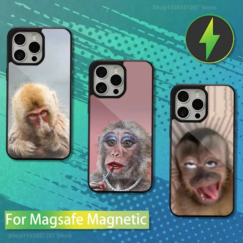 

Funny Monkey Cute Case For iPhone Mini,13,Max,17,14,Plus,12,11,15,Pro,16,For Magsafe,Magnetic Wireless Charging