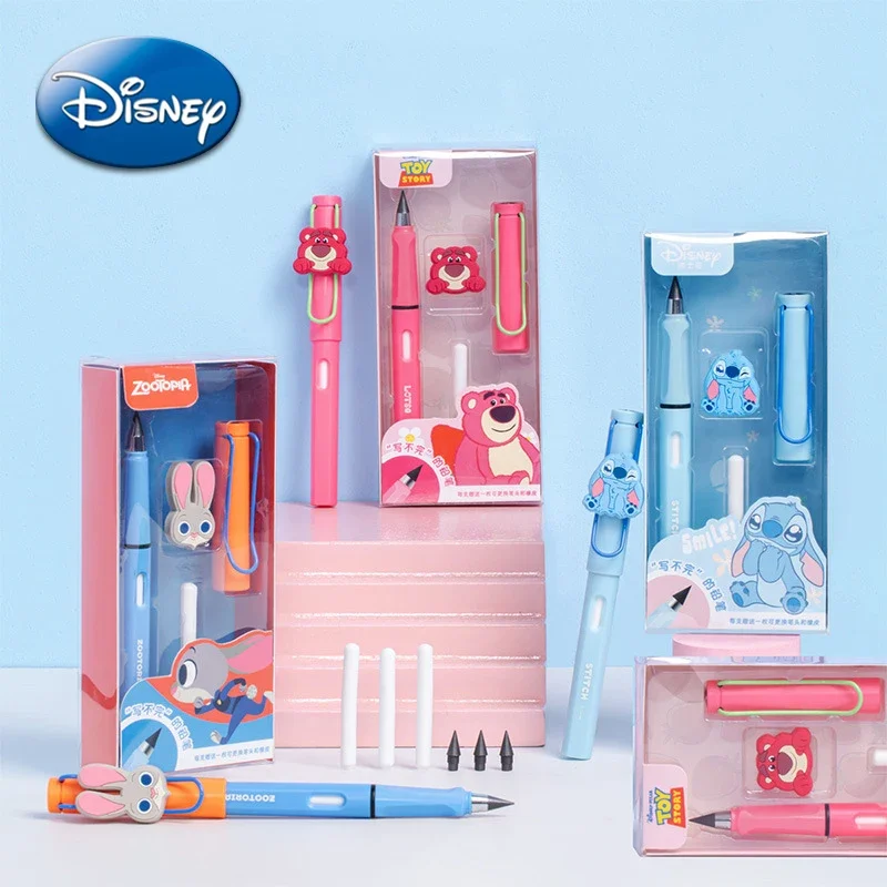 

Disney Stitch Permanent Pencil Lotso Judy No Sharpen Pencil The Pen Core Will Not Break Stationery with Eraser Student Gift Box