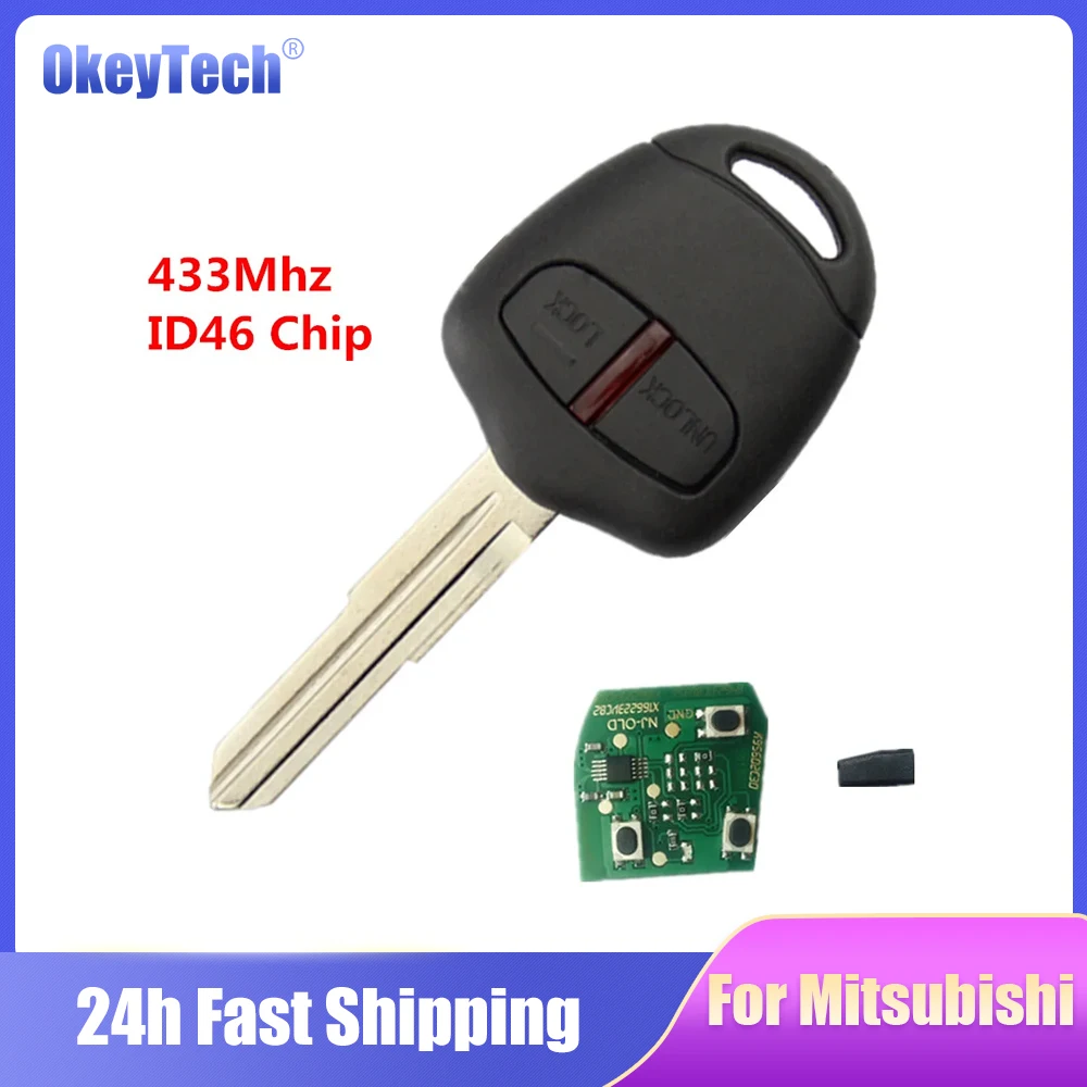 

Okeytech 2 Buttons 433Mhz ID46 Chip Car Remote Key For Mitsubishi Outlander Pajero Triton ASX Lancer MIT8 Remote Control